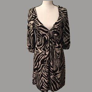 Alynpaige - Low cut  v neck zebra print dress